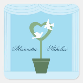 Topiario cardíaco y palomas pegatinas de la boda a
