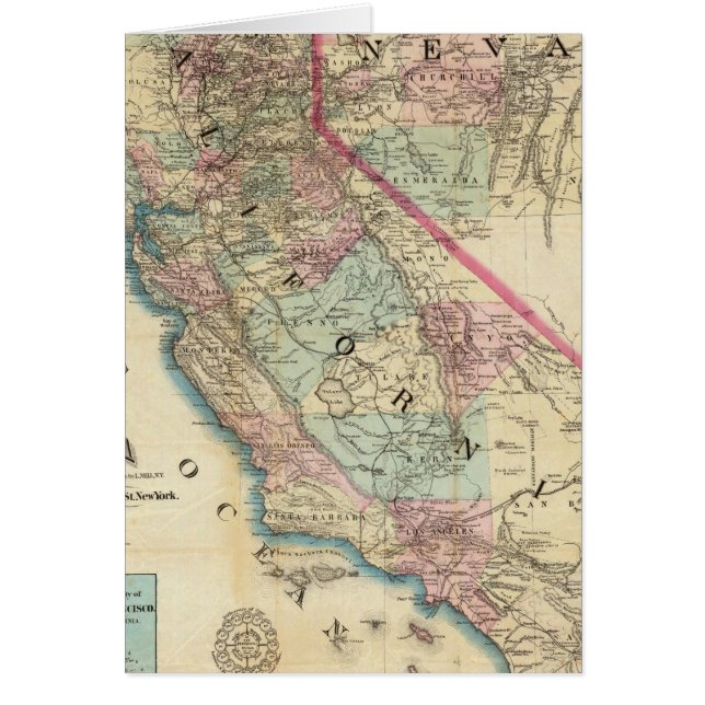 Topográfico Railroad and County Map, California (Frente)