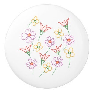 Toque de los pomos de cerámica de las flores de co