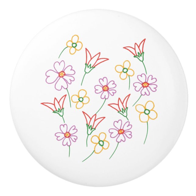 Toque de los pomos de cerámica de las flores de co (Anverso)