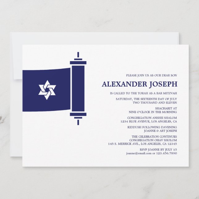 Torah Bar Mitzvah Invitación (Anverso)