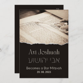 Torah Elegant Hebrew Bar Mitzvah Invitación