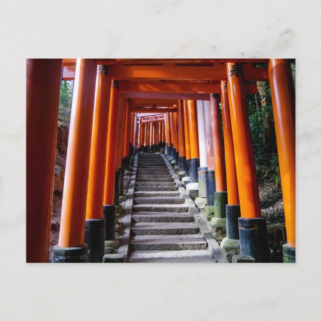 Torii en el santuario de Inari, Kioto - postal (Anverso)