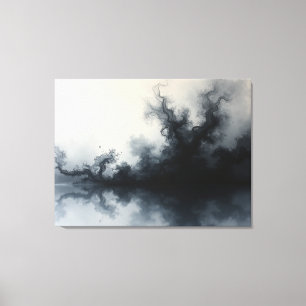 Tormenta de tinta – Arte fluido abstracto monocrom