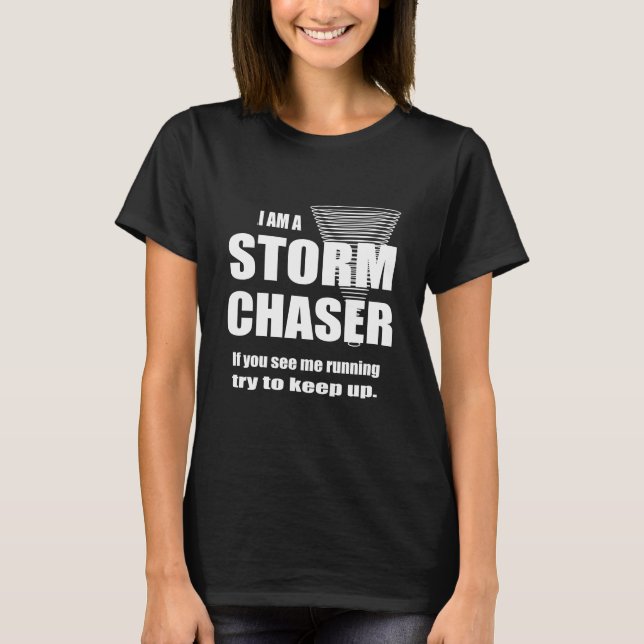 Tormenta divertida Chaser Ladies Camiseta negra (Anverso)