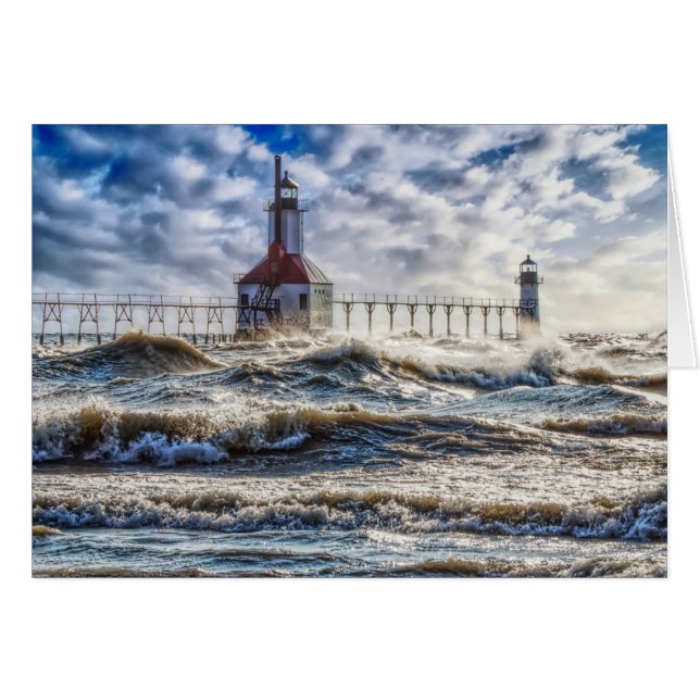 Tormenta En El Faro St Joseph Blank Notecard (Anverso (Horizontal))