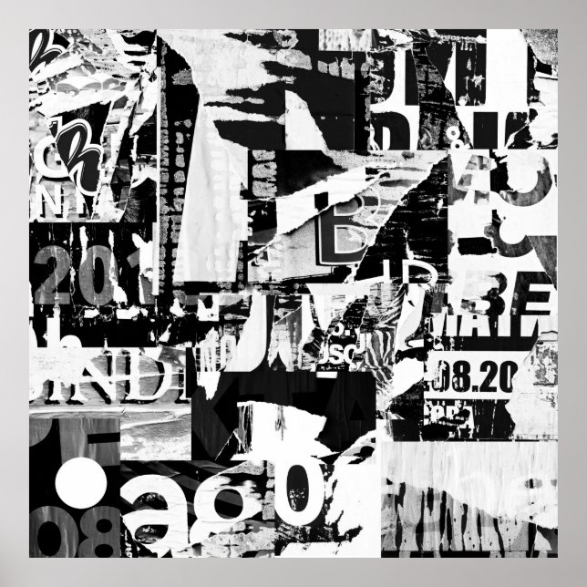 Torn street advertisement posters collage backgrou (Frente)