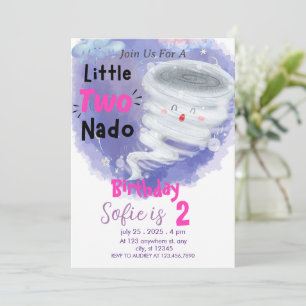 Tornado Chicas rosados 2 cumpleaños invitación de