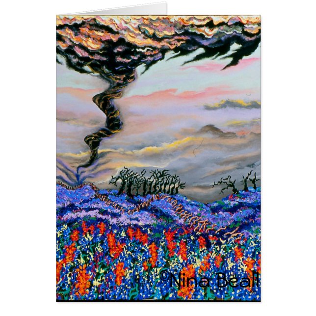 "Tornado con Bluebonnets," por Nina Beall (Frente)