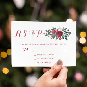 Torneo rojo burdeos peonatos de boda floral RSVP