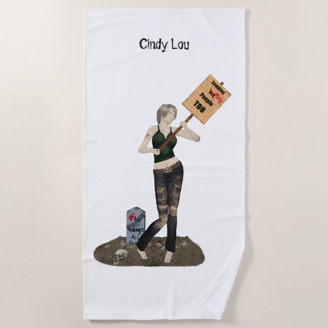 Tornillo de Chica Zombie con protesta toalla de pl (Anverso)