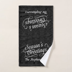 Torno de mano de saludos de temporada de Damask en
