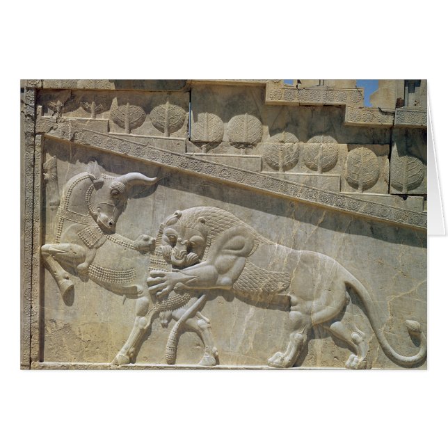 Toro de lucha de leones, escalera oriental de soco (Anverso (Horizontal))