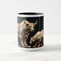 Toro de Wall Street y tazas de oso