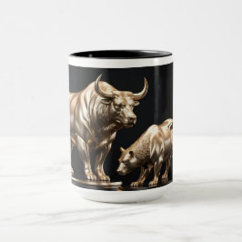 Toro de Wall Street y tazas de oso