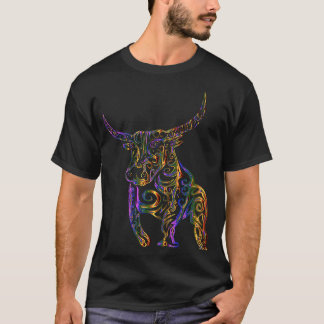 TORO DIVERTIDO CAMISETA TRIBAL TORO VACA ABSTRACTO