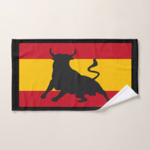 Toro negro de silueta sobre la bandera española