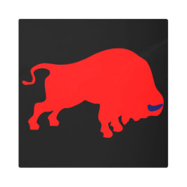 Toro rojo 16"x16" arte Metalizado