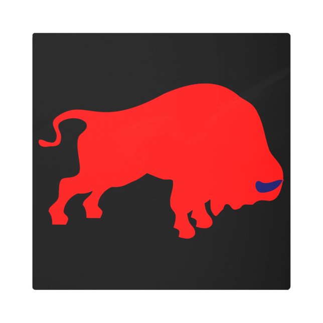 Toro rojo 16"x16" arte Metalizado (Anverso)