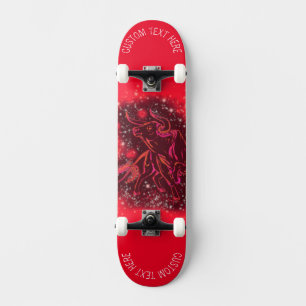 Toro Rojo Corriendo En El Skateboard De Texto De N