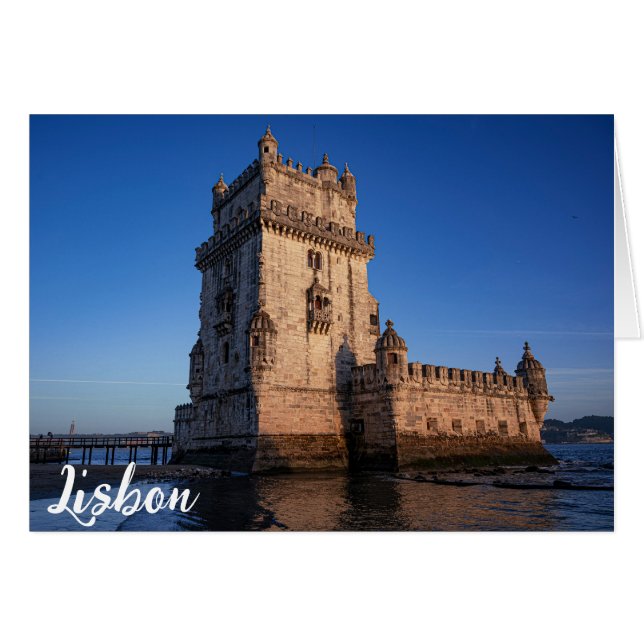 Torre Belem al atardecer en Lisboa, Portugal (Anverso (Horizontal))