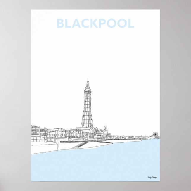 Torre Blackpool, impresión original de arte de lín (Frente)