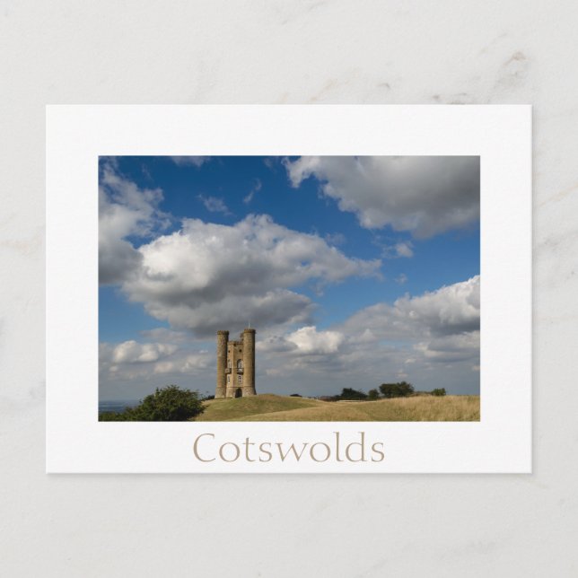 Torre Broadway, postal de nubes blancas de Cotswol (Anverso)