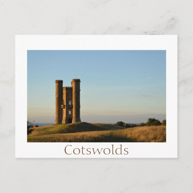 Torre de Broadway en la postal de texto Cotswolds (Anverso)