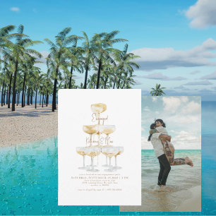 Torre de champán Invitación de compromiso dorada I