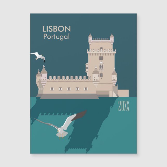 Torre de Lisboa de Belem al estilo de un afiche vi (Anverso)