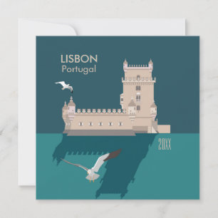Torre de Lisboa de Belem tarjeta de cumpleaños fel