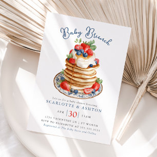 Torre de Panqueques para Brunch de Bebé Invitación