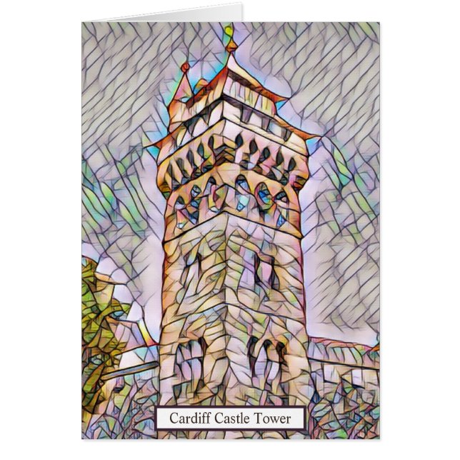 Torre del Castillo de Cardiff Resumen Arte Digital (Frente)