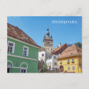 Torre del Reloj Sighisoara y edificios con postal