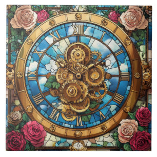 Torre del Reloj Steampunk Baldosa Cerámica