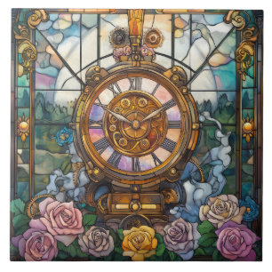 Torre del Reloj Steampunk Baldosa Cerámica