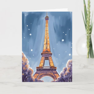Torre Eiffel Alegre Acuarela de Navidad de París