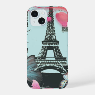 Torre Eiffel azul vintage Butterfly París