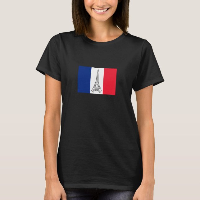 Torre Eiffel Bandera Francesa Camiseta (Anverso)
