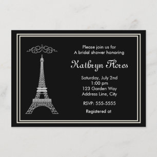 Torre Eiffel Blanca de París en invitación frances