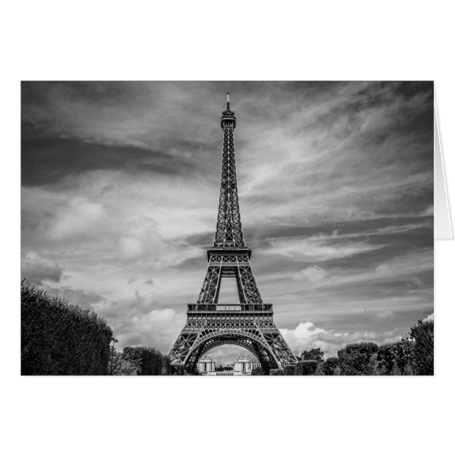 Torre Eiffel Blanco y Negro París Francia (Anverso (Horizontal))