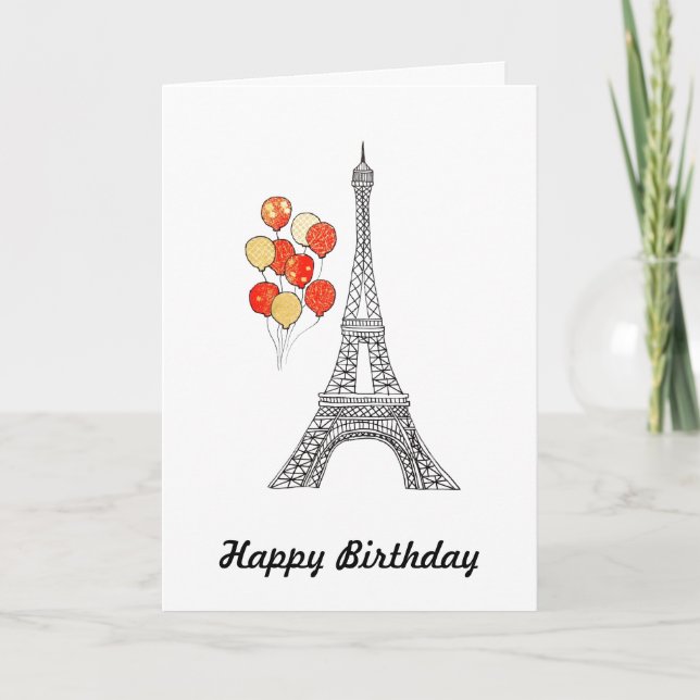 Torre Eiffel con un montón de globos Tarjeta de cu (Anverso)