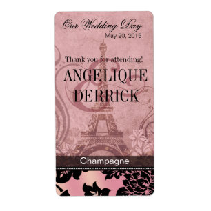 Torre Eiffel de Fleur de París Etiqueta de vino