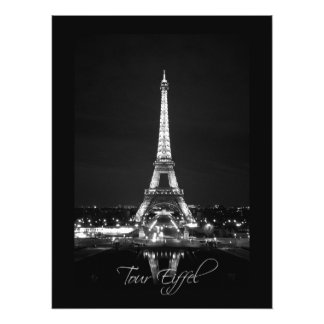 Torre Eiffel de noche Impresión fotográfica de B&W