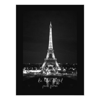 Torre Eiffel de noche Impresión fotográfica de B&W