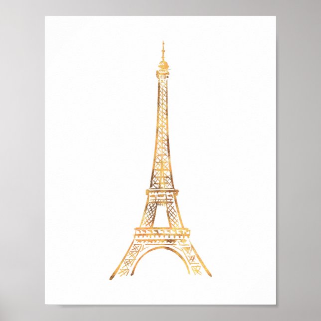 Torre Eiffel de Oro Impresión de París (Frente)