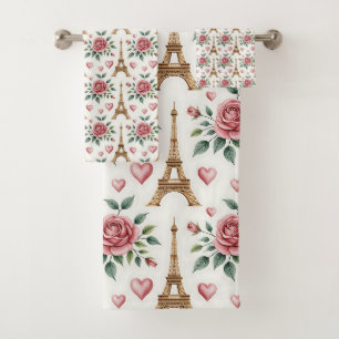 Torre Eiffel de París Rosas Rosadas Decoración Chi