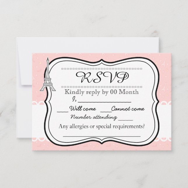 Torre Eiffel de París RSVP rosa de clase moda (Anverso)