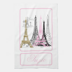 Torre Eiffel de París, toalla de baño rosa de Fran