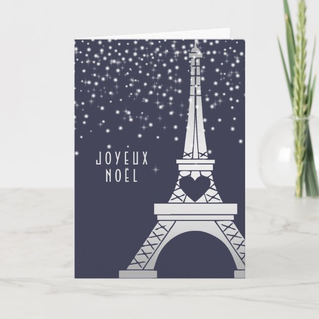 Torre Eiffel del navidad de París con nieve en la (Anverso)